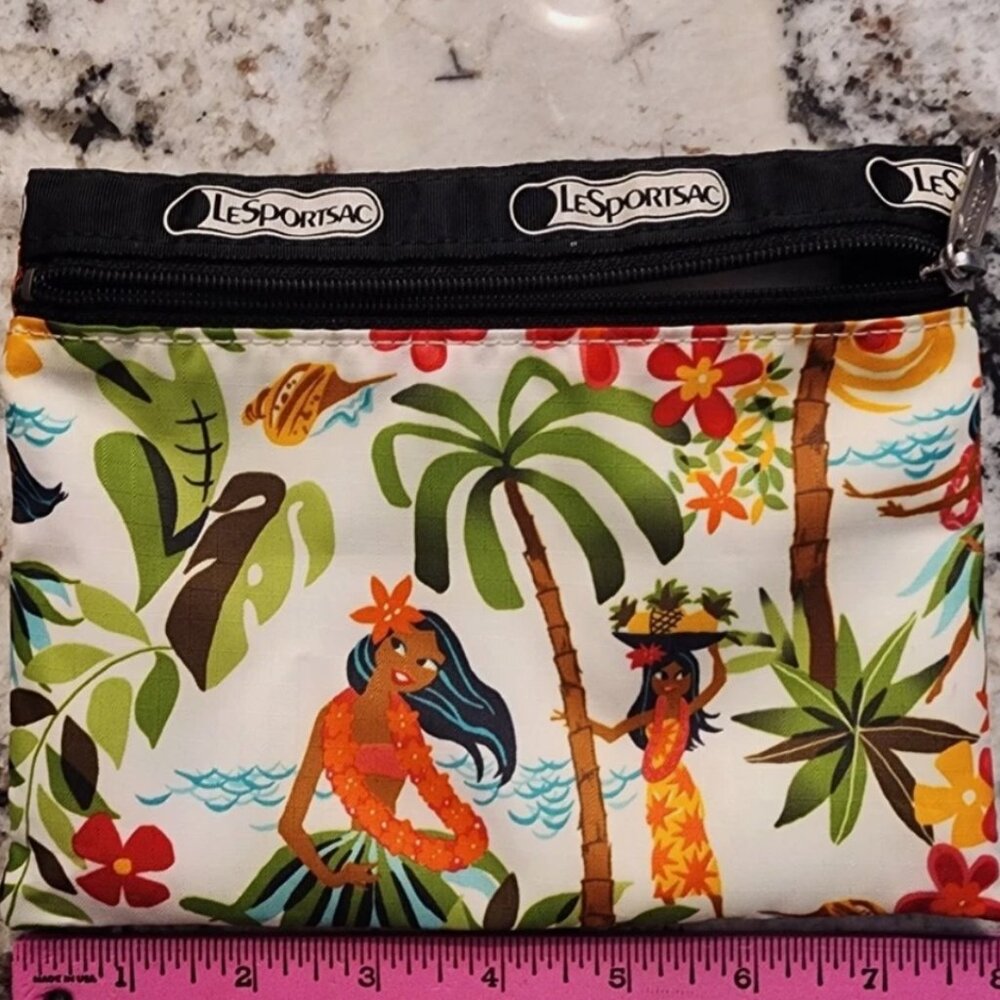 LeSportsac x SHAG Hula Hibiscus Cosmetic Pouch Bag Tiki Hawaiian Print